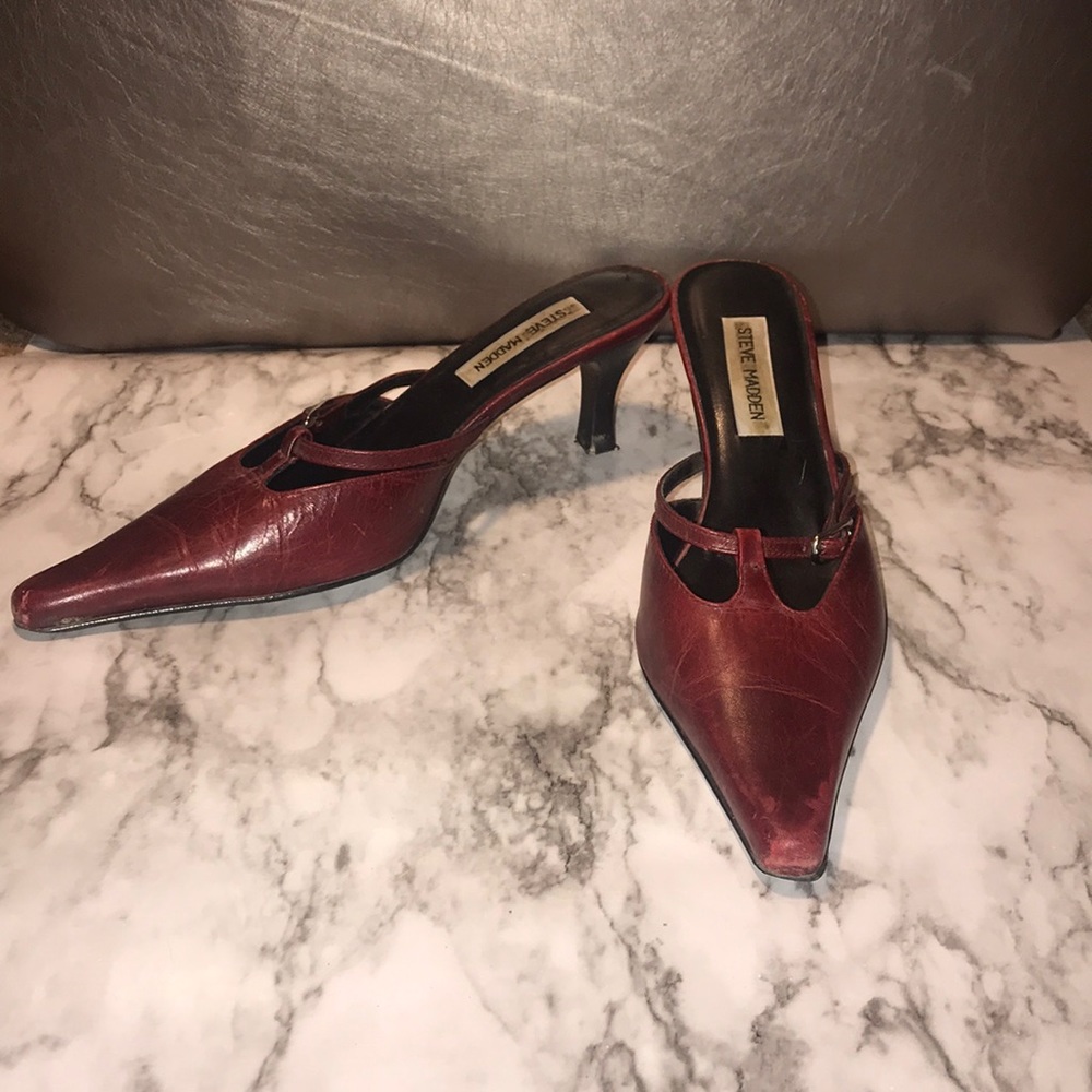 Steve Madden Burgundy Leather Mule